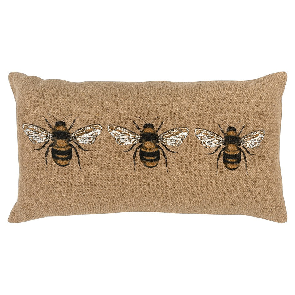 Tan Honeybees Trio Deocrative Lumbar Pillow Homeroots Home Decor