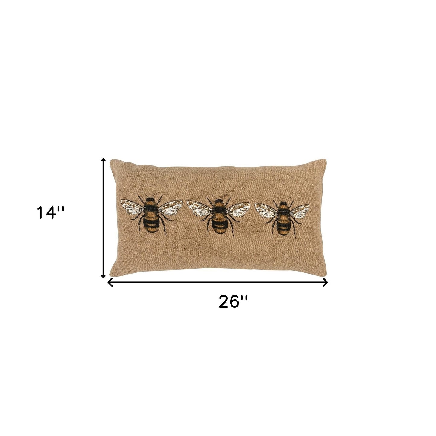 Tan Honeybees Trio Deocrative Lumbar Pillow Homeroots Home Decor