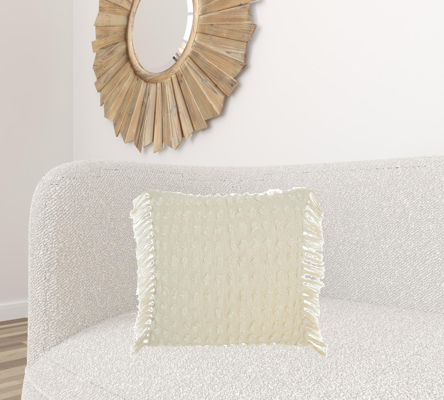 Tassel Detailed White Throw Pillow Homeroots Home Decor