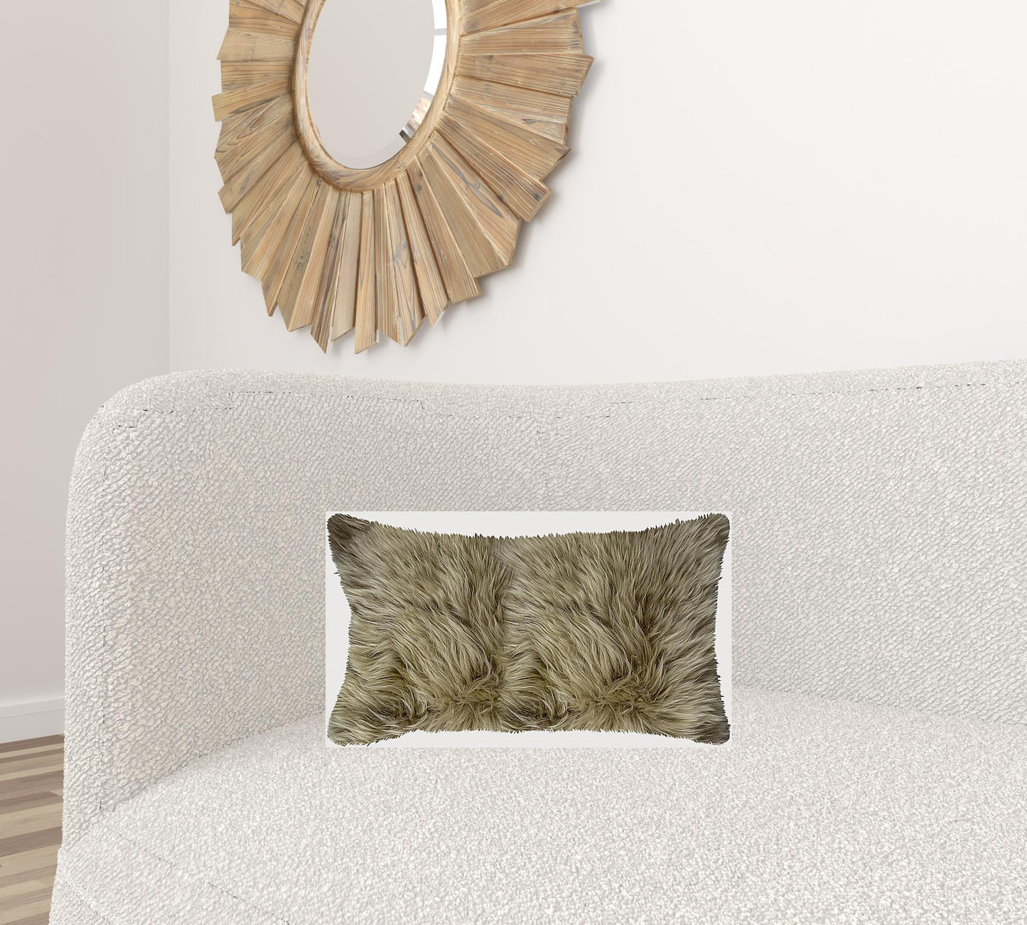 Taupe Natural Sheepskin Lumbar Pillow Homeroots Home Decor