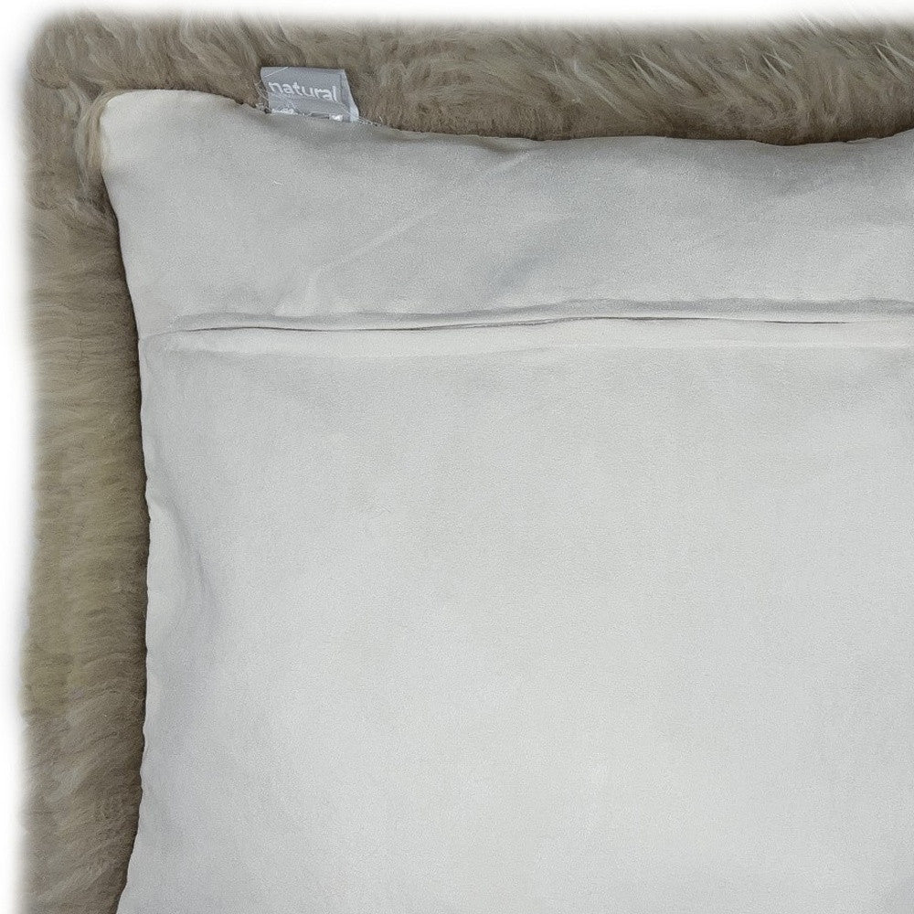 Taupe Natural Sheepskin Square Pillow Homeroots Home Decor