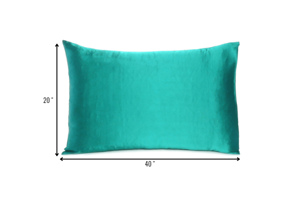 Teal Dreamy Set Of 2 Silky Satin King Pillowcases Homeroots Bed & Bath