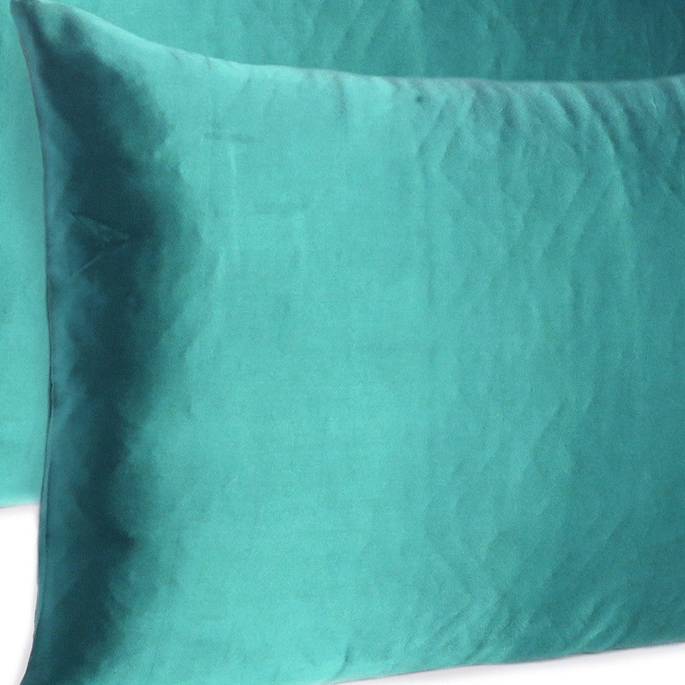 Teal Dreamy Set Of 2 Silky Satin King Pillowcases Homeroots Bed & Bath