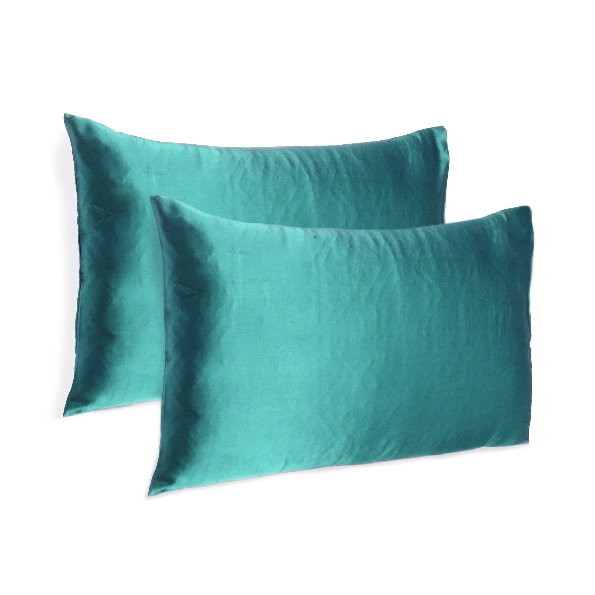 Teal Dreamy Set Of 2 Silky Satin King Pillowcases Homeroots Bed & Bath