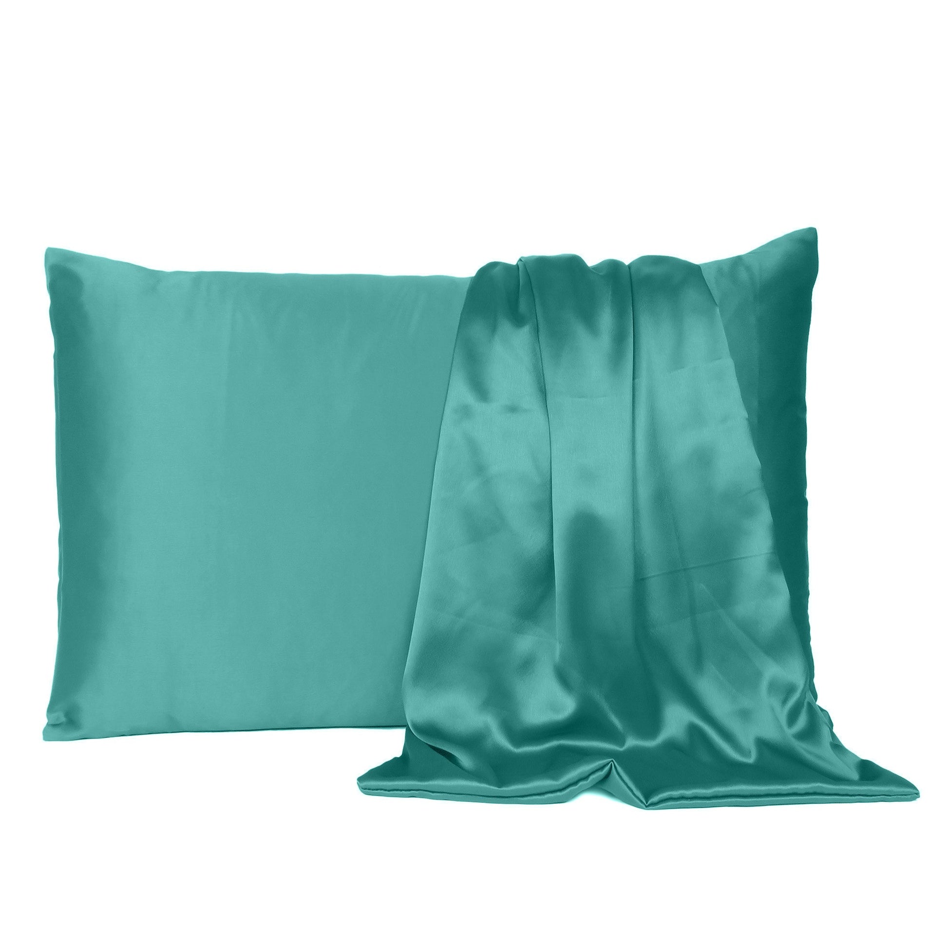 Teal Dreamy Set Of 2 Silky Satin King Pillowcases Homeroots Bed & Bath