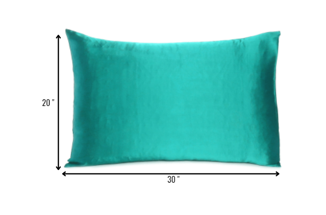 Teal Dreamy Set Of 2 Silky Satin Queen Pillowcases Homeroots Bed & Bath