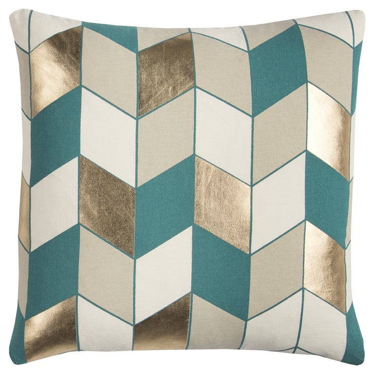 Teal Gold Striped Chevron Throw Pillow Homeroots Home Decor