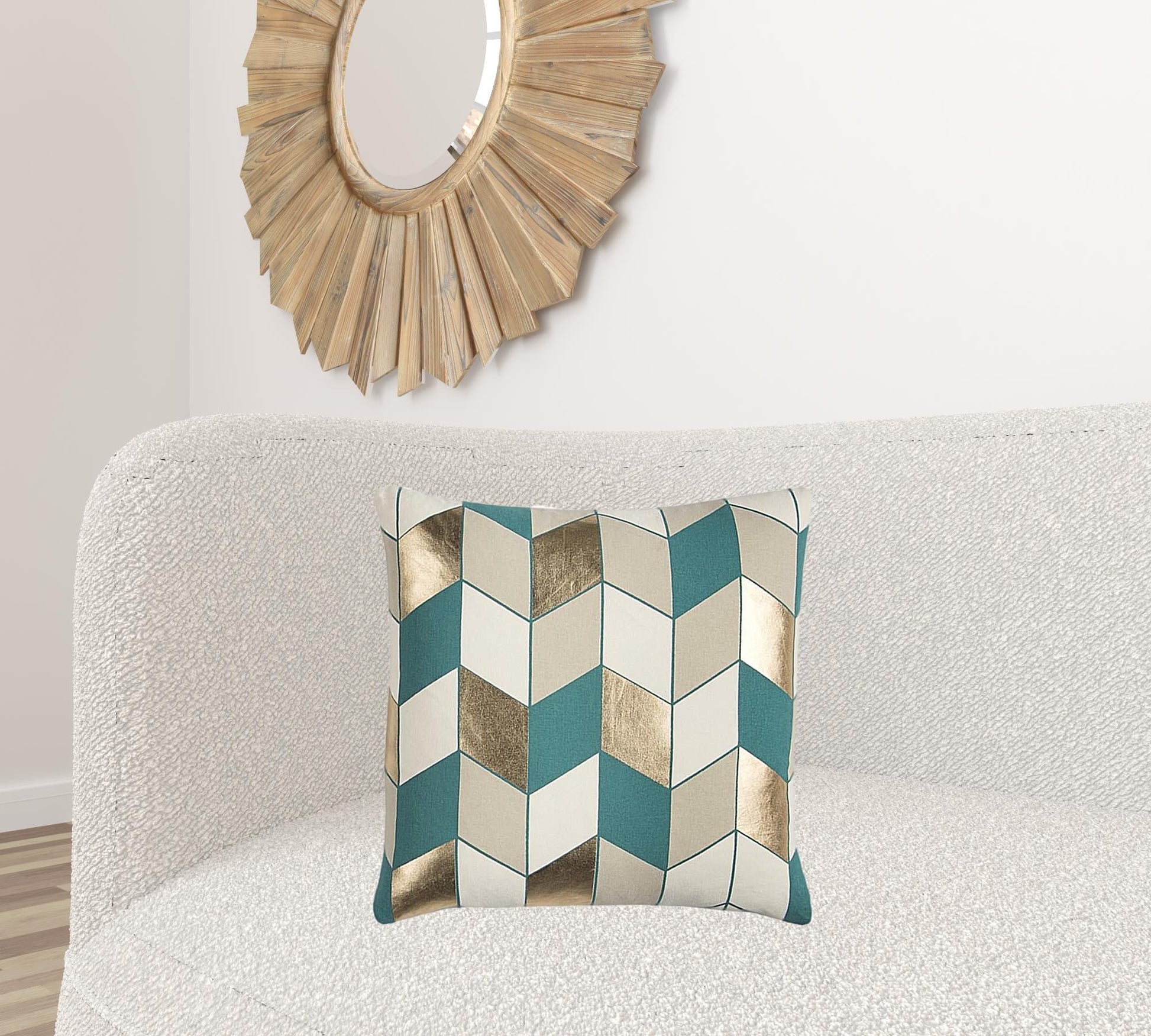 Teal Gold Striped Chevron Throw Pillow Homeroots Home Decor