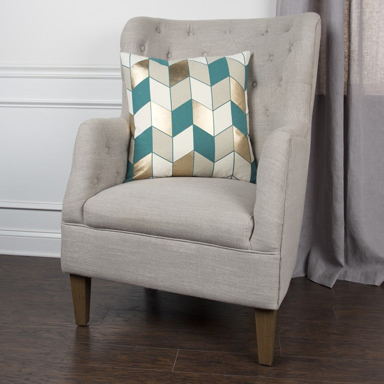 Teal Gold Striped Chevron Throw Pillow Homeroots Home Decor