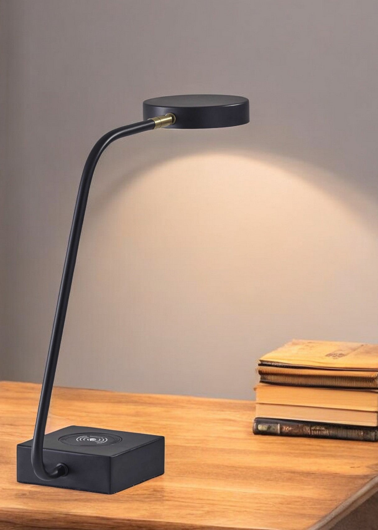 Tech Enhanced Black Metal Disk Led Adjustable Desk Lamp Homeroots Lighting