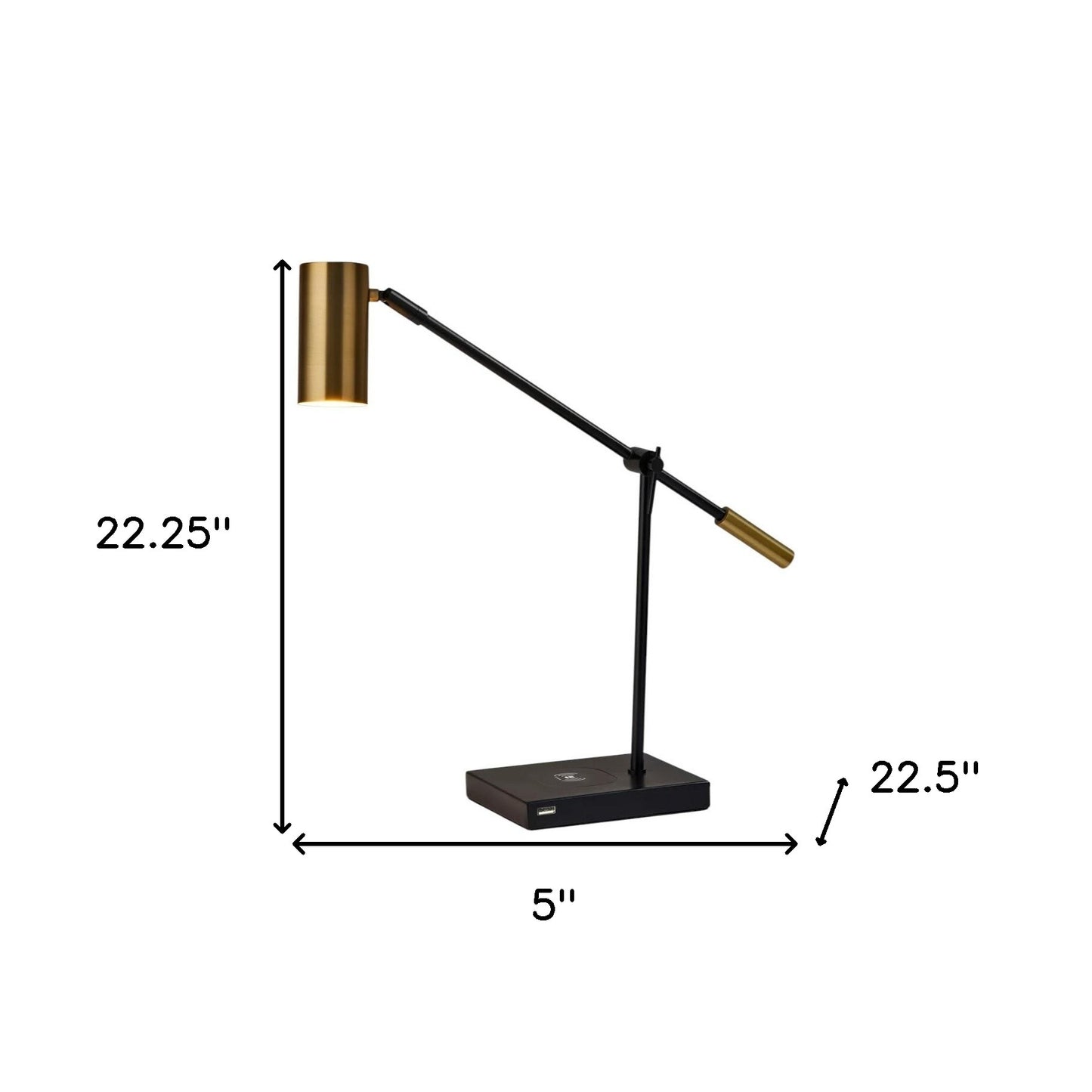 Tech Savvy Black Metal Led Charging Desk Lamp Homeroots Lighting