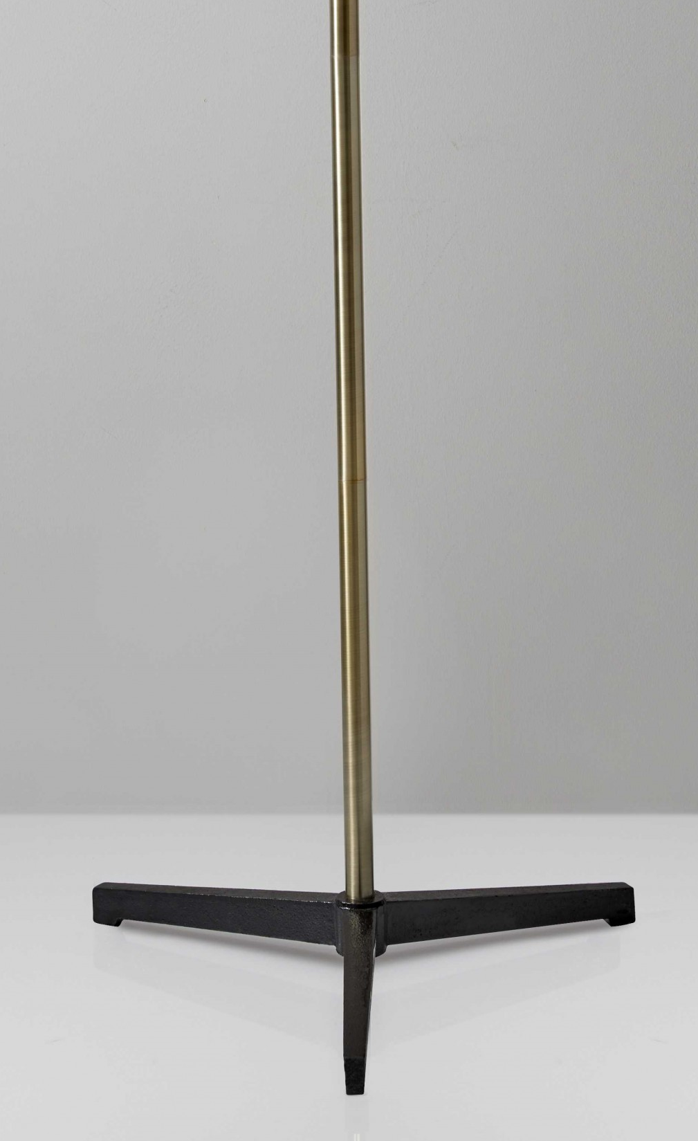 Three Arm Adjustable Floor Lamp In Brass Metal With Grey Black And White Shades Homeroots Lighting