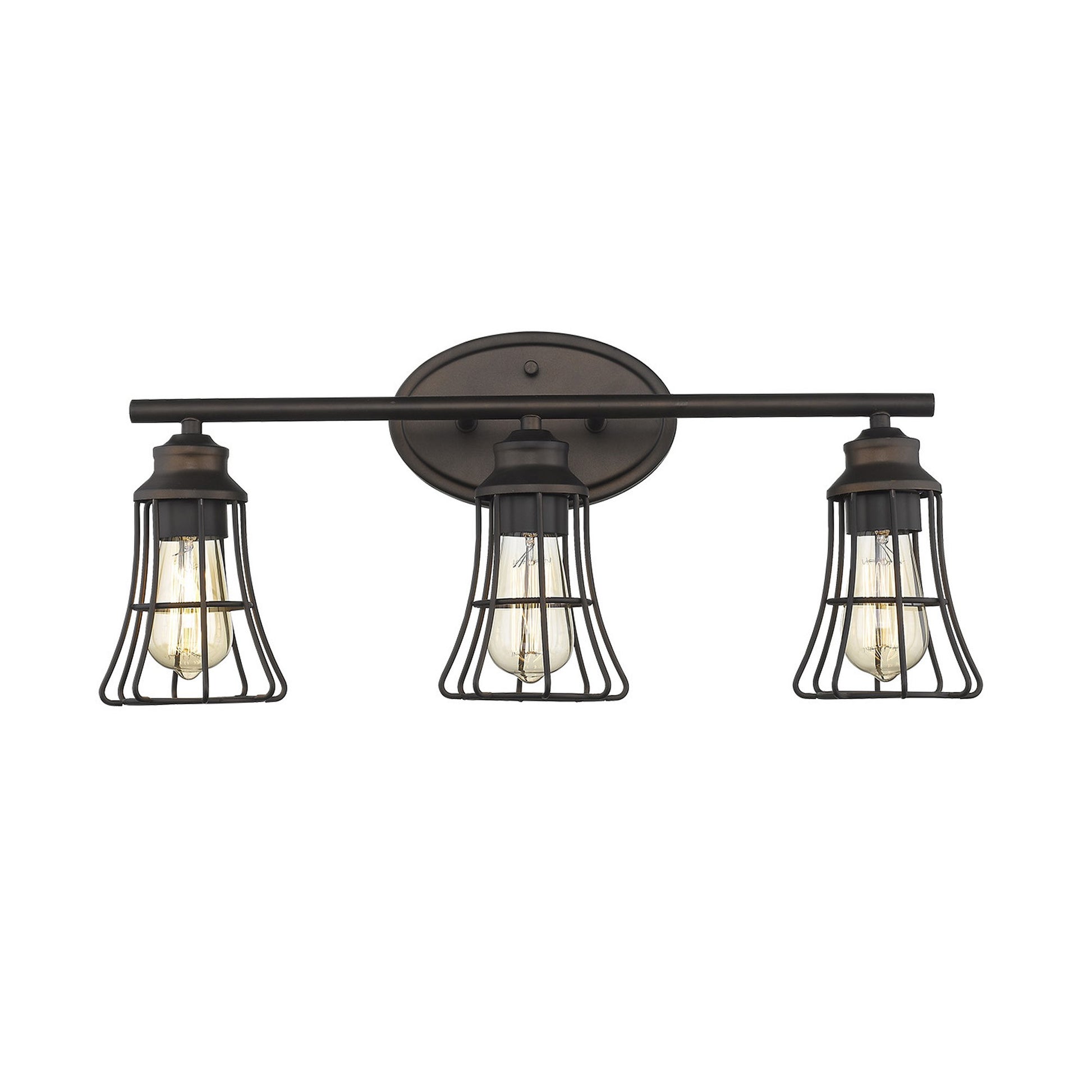 Three Light Bronze Cage Wall Light Homeroots Lighting