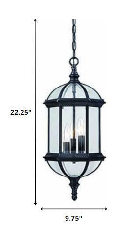 Three Light Matte Black Eastern Lantern Hanging Light Homeroots Outdoor