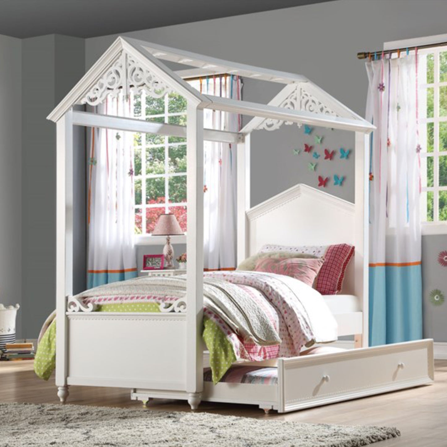 Twin White Canopy Bed Homeroots Bed & Bath