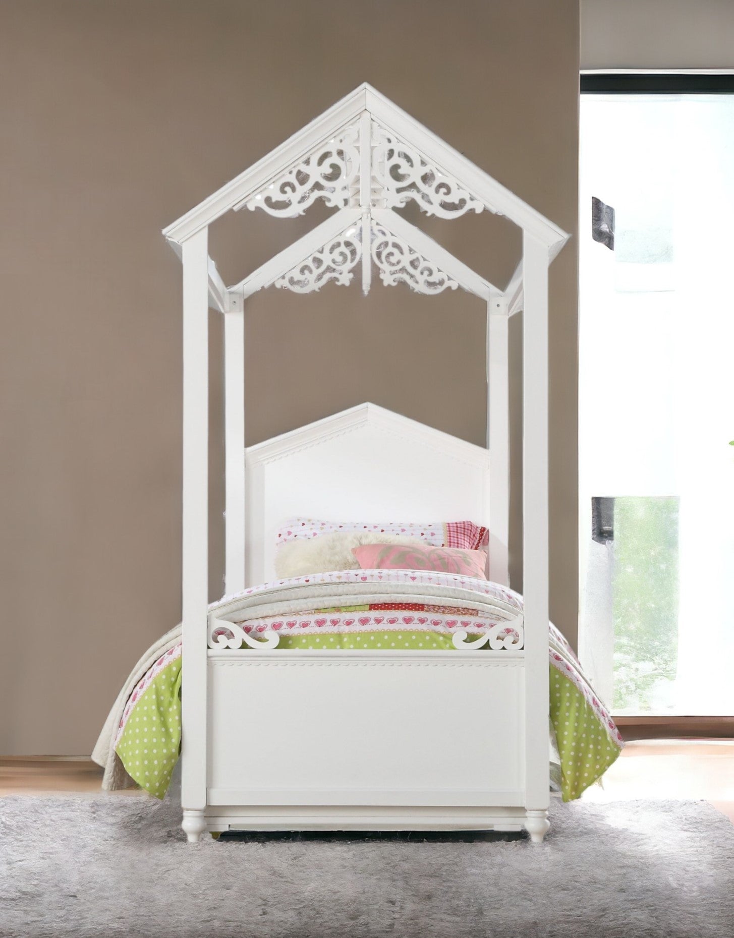 Twin White Canopy Bed Homeroots Bed & Bath