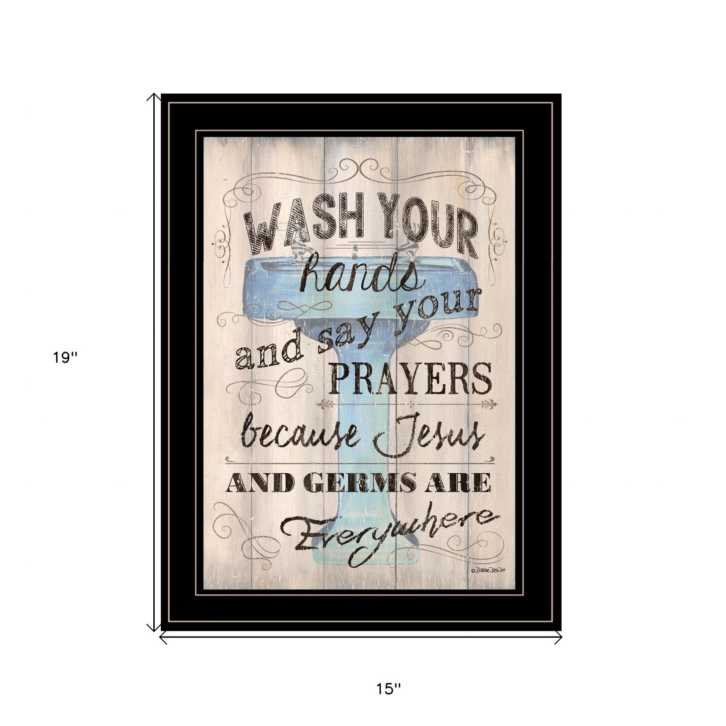 Wash Your Hands Jesus and Germs Black Framed Print Wall Art Homeroots Home Decor