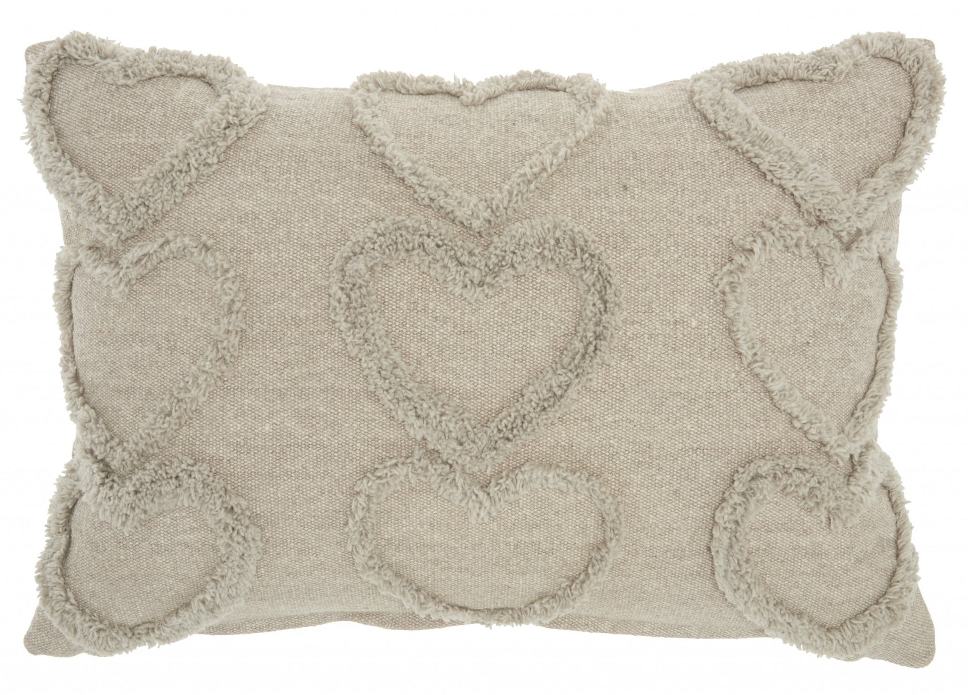 Whimsical Heart Detail Gray Lumbar Pillow Homeroots Home Decor