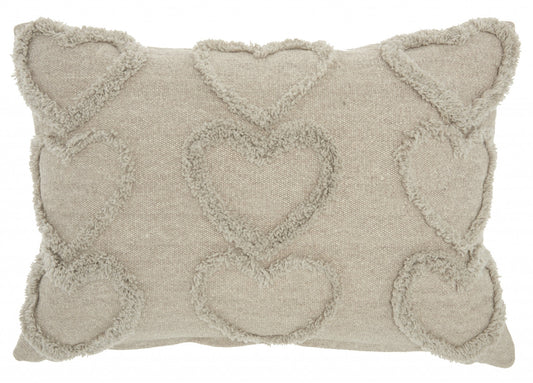 Whimsical Heart Detail Gray Lumbar Pillow Homeroots Home Decor