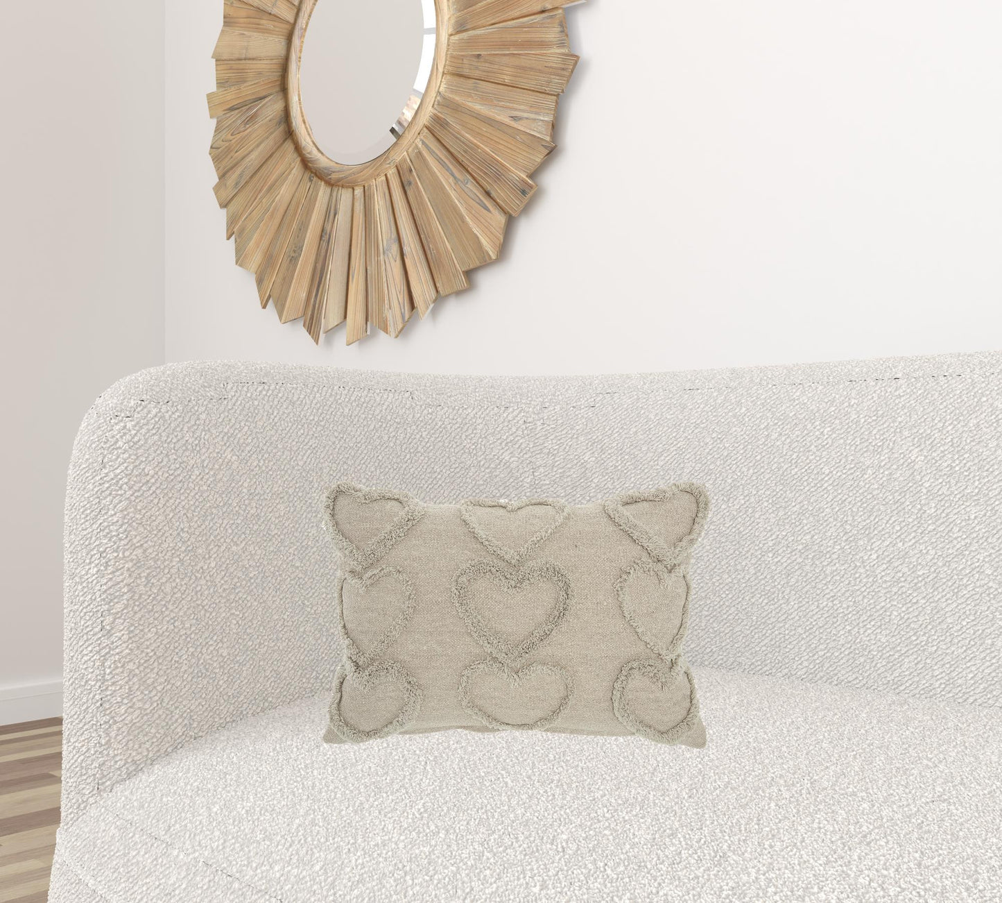 Whimsical Heart Detail Gray Lumbar Pillow Homeroots Home Decor