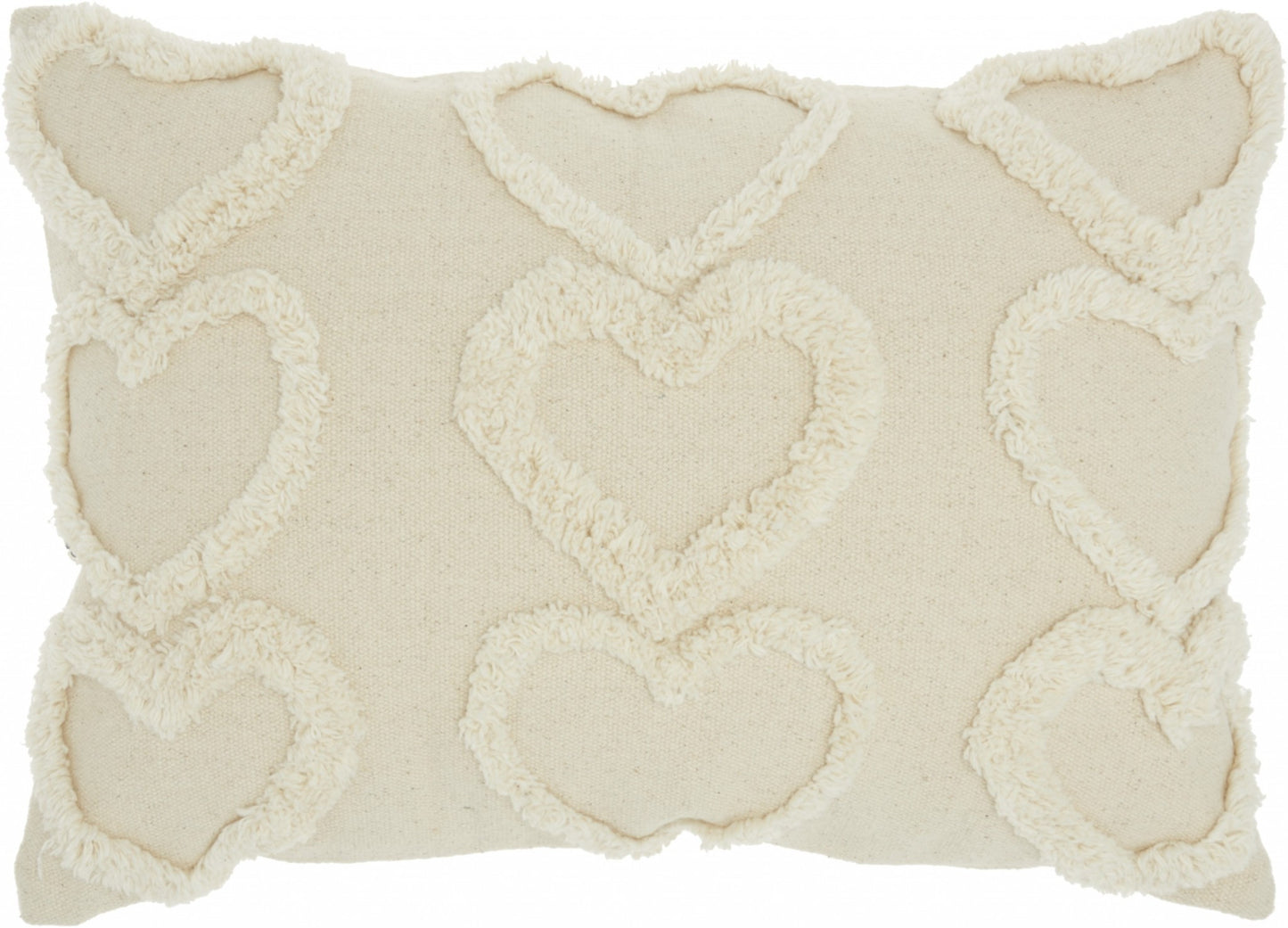 Whimsical Heart Detail Off White Lumbar Pillow Homeroots Home Decor