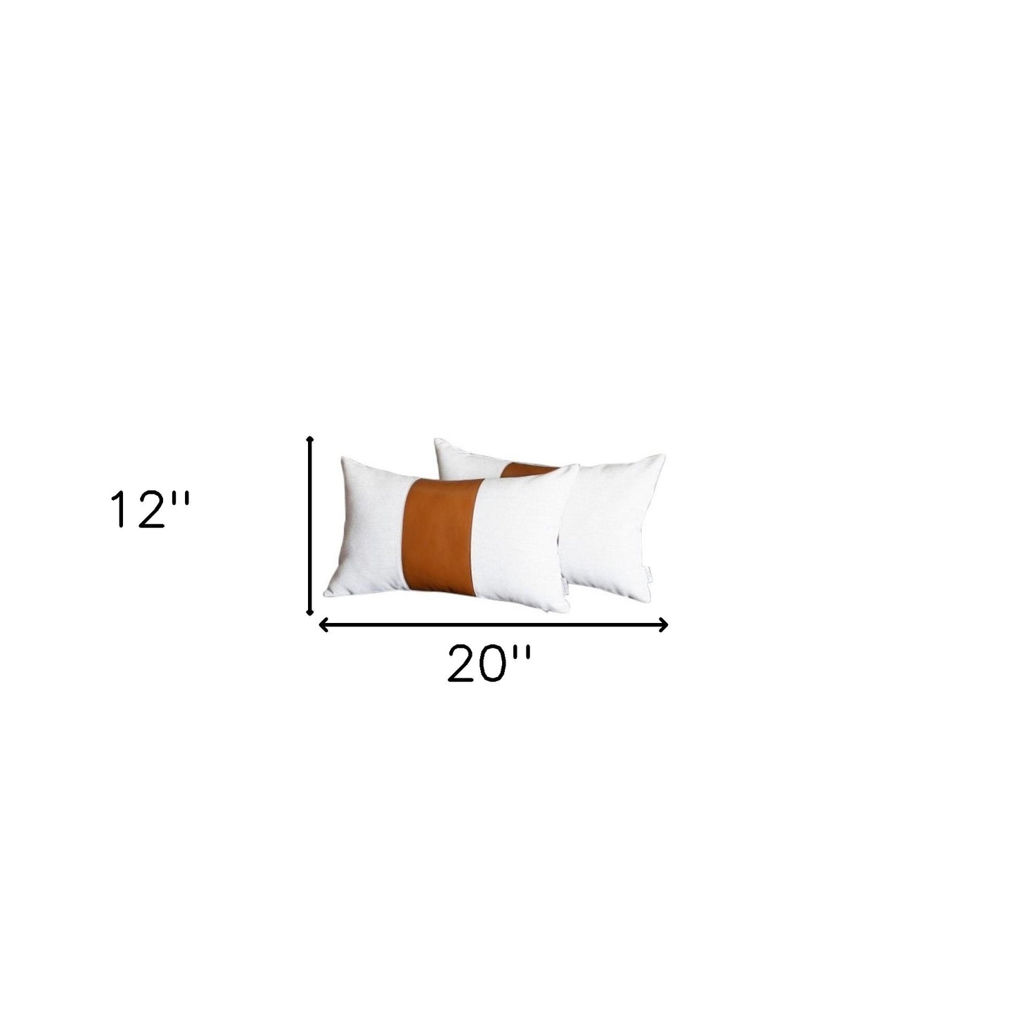 White And Brown Faux Leather Lumbar Pillow Cover Homeroots Home Decor