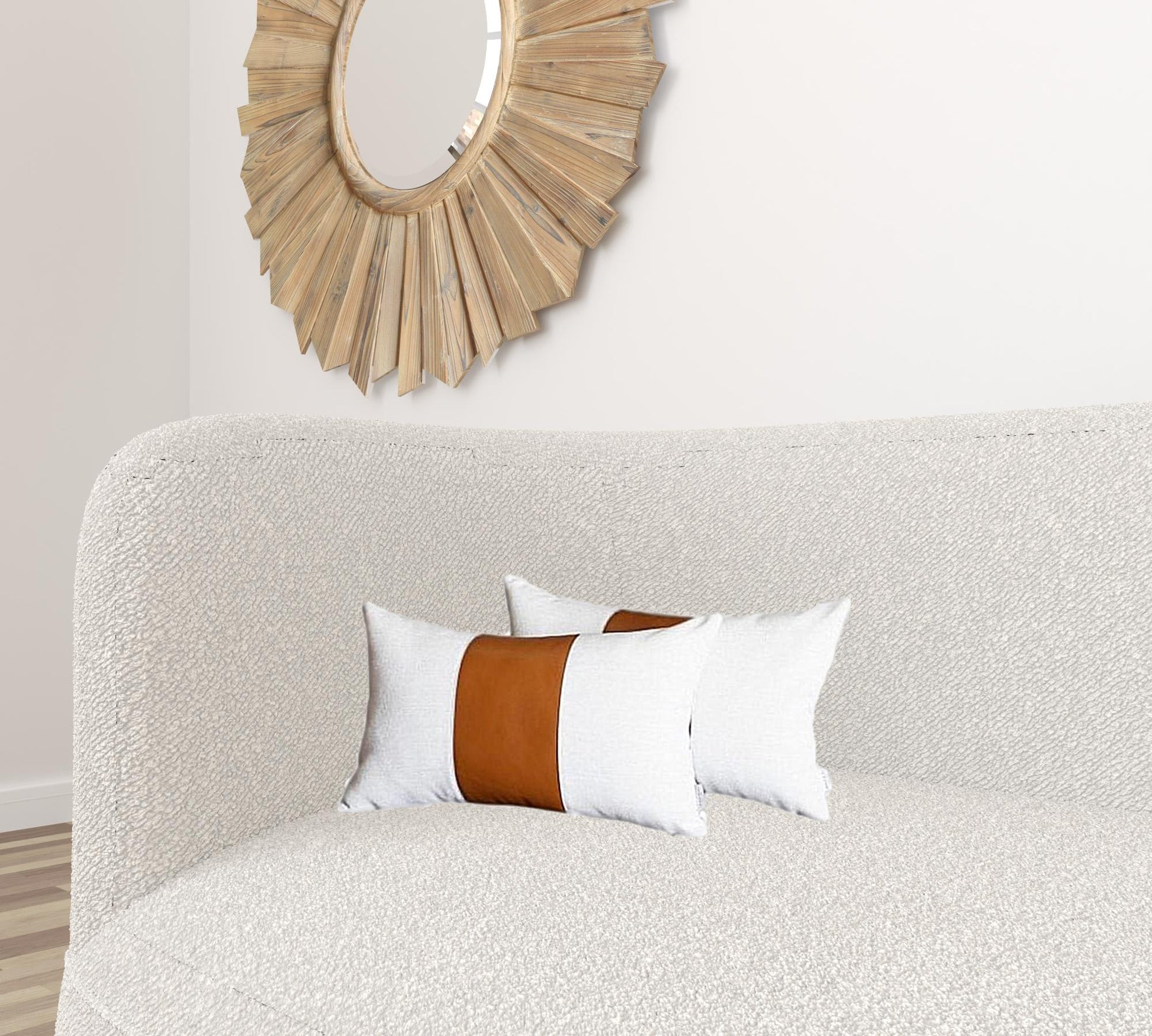 White And Brown Faux Leather Lumbar Pillow Cover Homeroots Home Decor