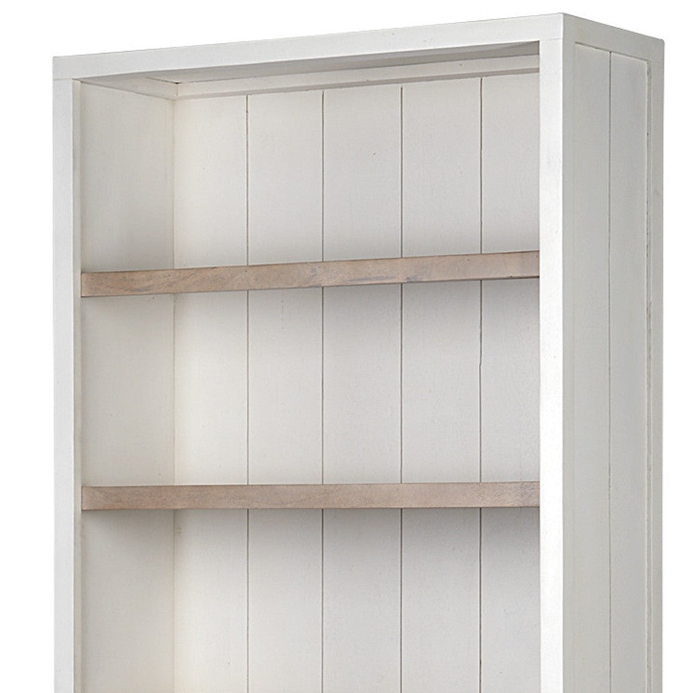 White And Medium Brown Wood Shelving Unit With 3 Shelves Homeroots Office