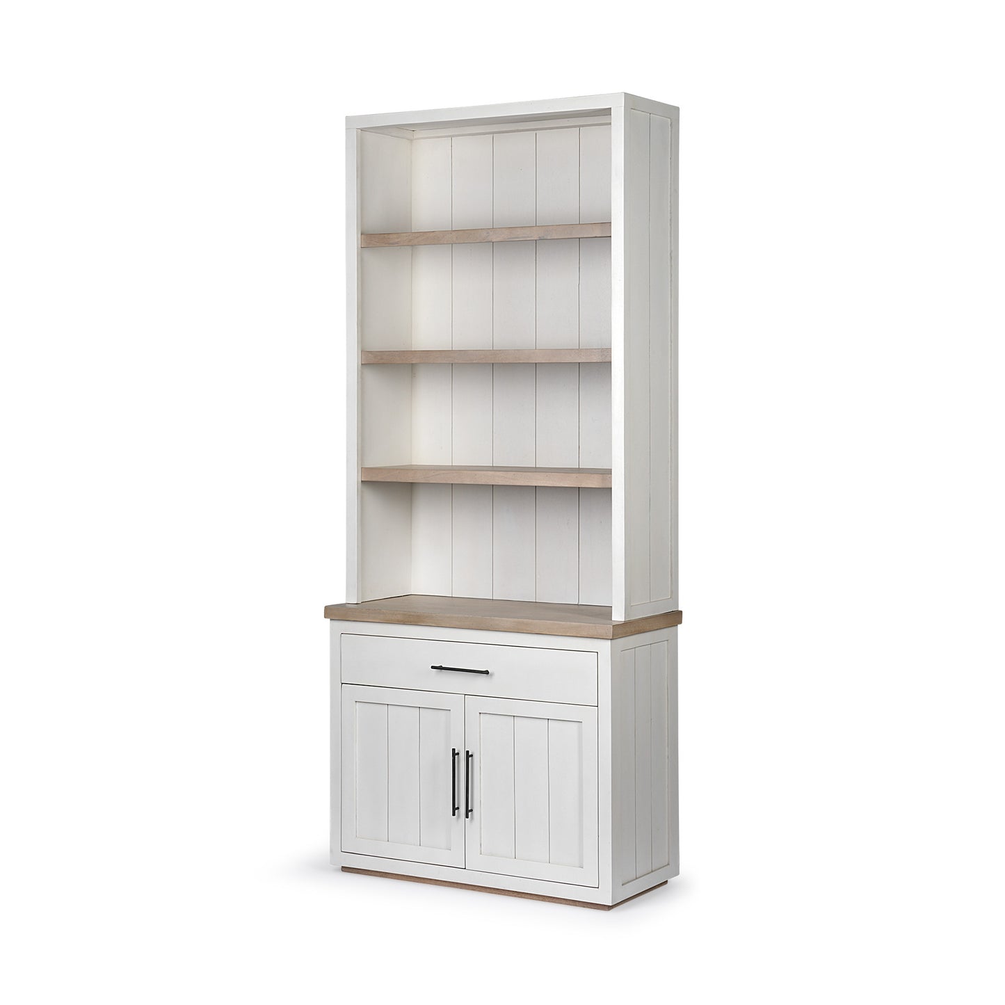 White And Medium Brown Wood Shelving Unit With 3 Shelves Homeroots Office