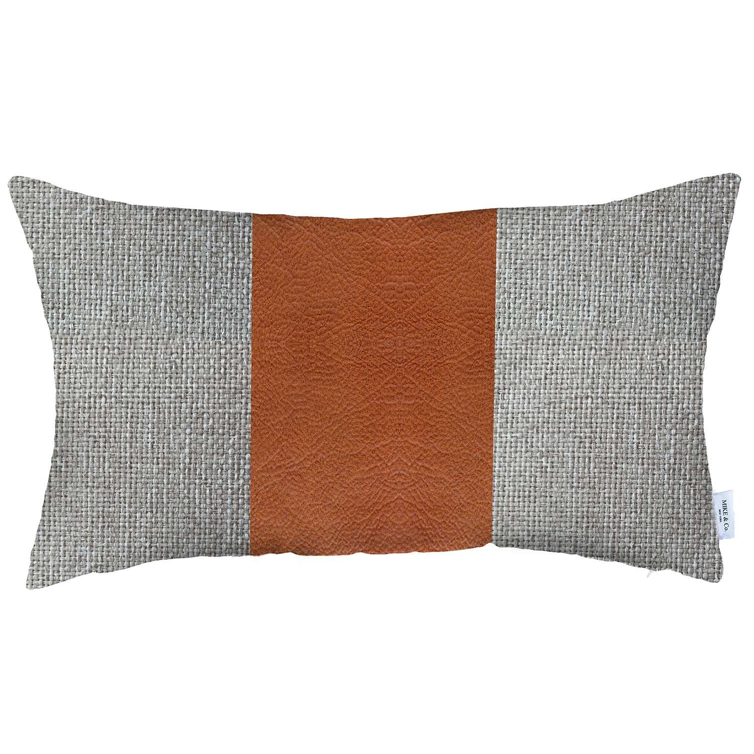 White Base and Brown Center Lumbar Throw Pillow Homeroots Home Decor