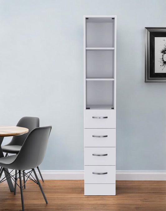 White Bathroom Storage Cabinet with Glass Door and Sliding Drawers Homeroots Kitchen & Dining