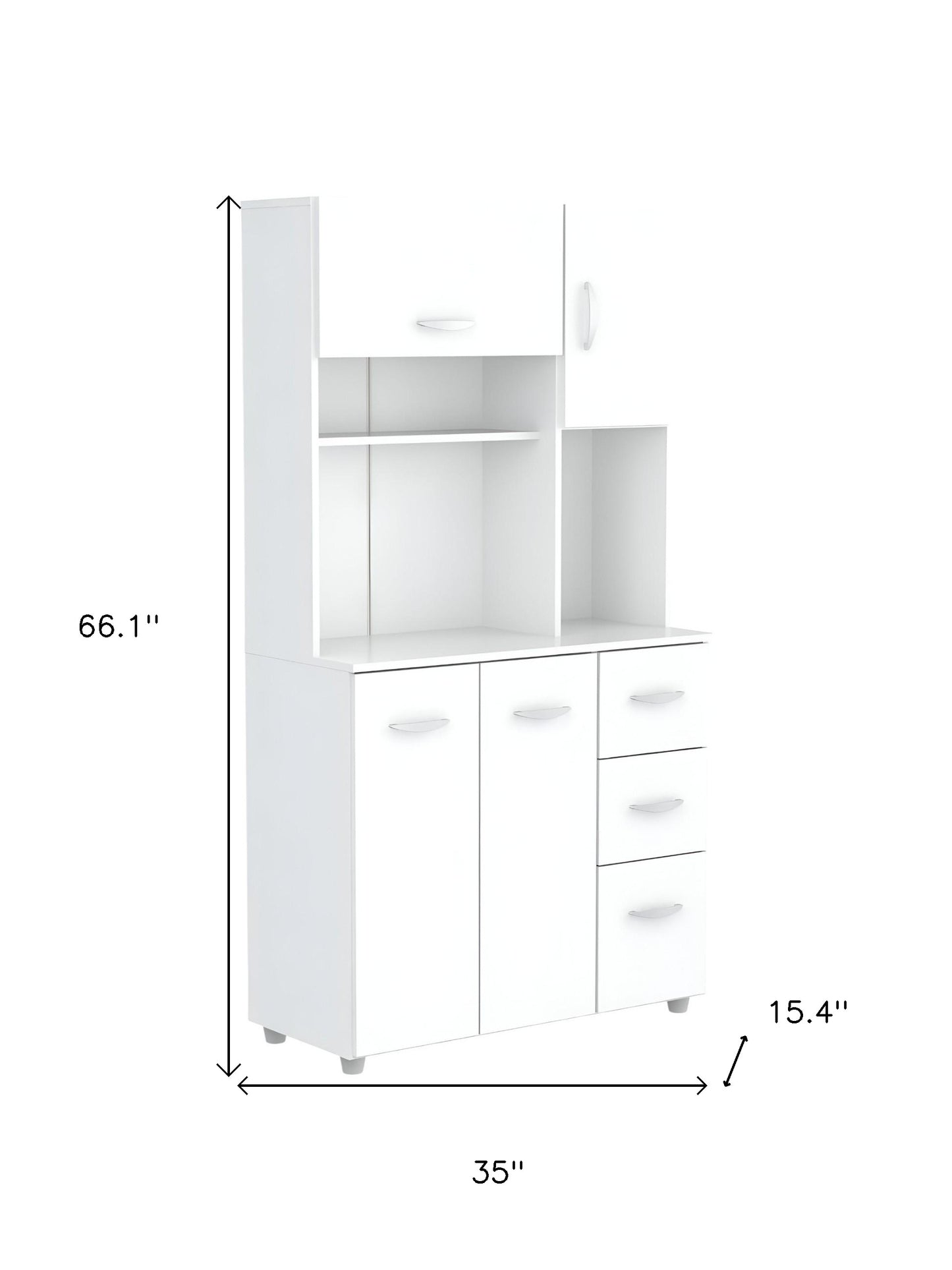 White Finish Wood Kitchen Storage Cabinet Homeroots Kitchen & Dining