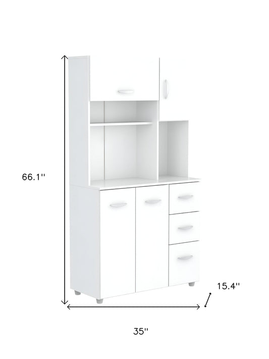 White Finish Wood Kitchen Storage Cabinet Homeroots Kitchen & Dining