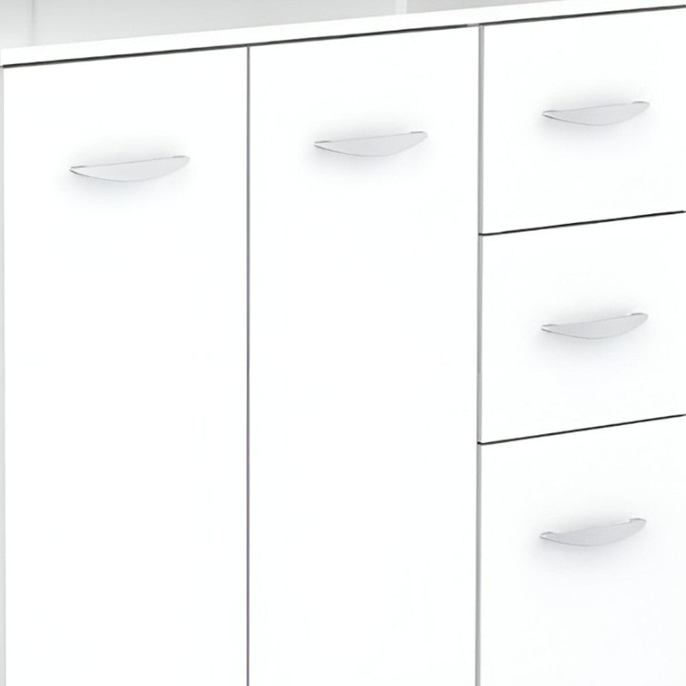 White Finish Wood Kitchen Storage Cabinet Homeroots Kitchen & Dining