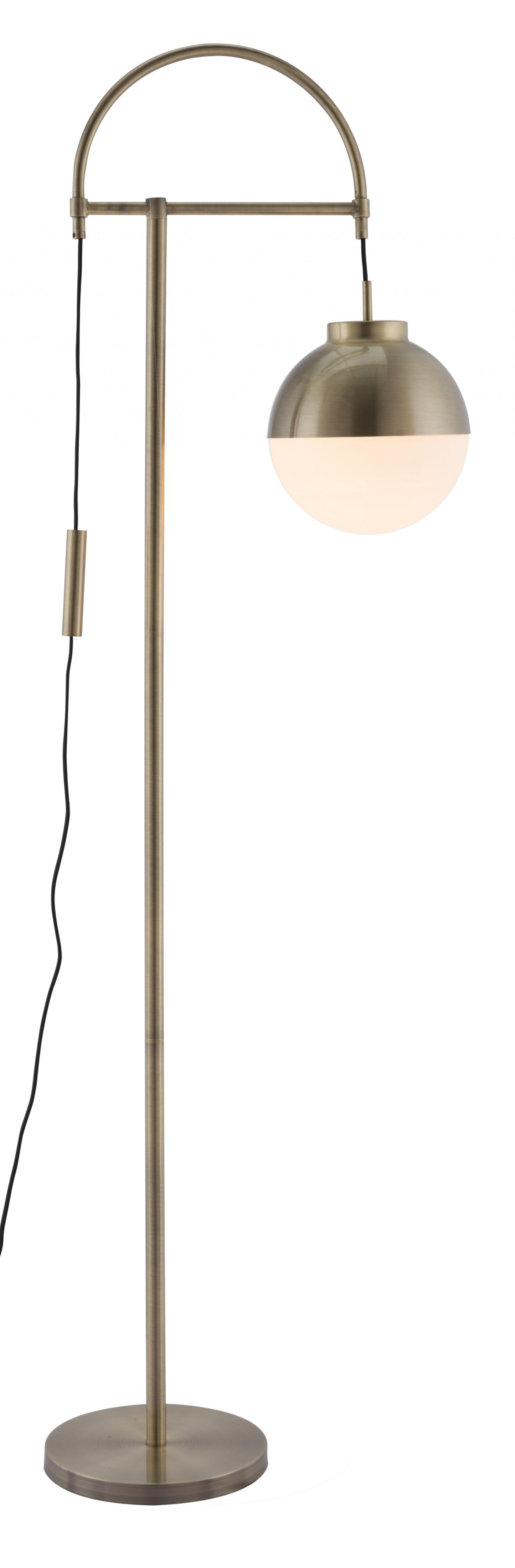 White and Brushed Bronze Crossed Floor Lamp Homeroots Lighting