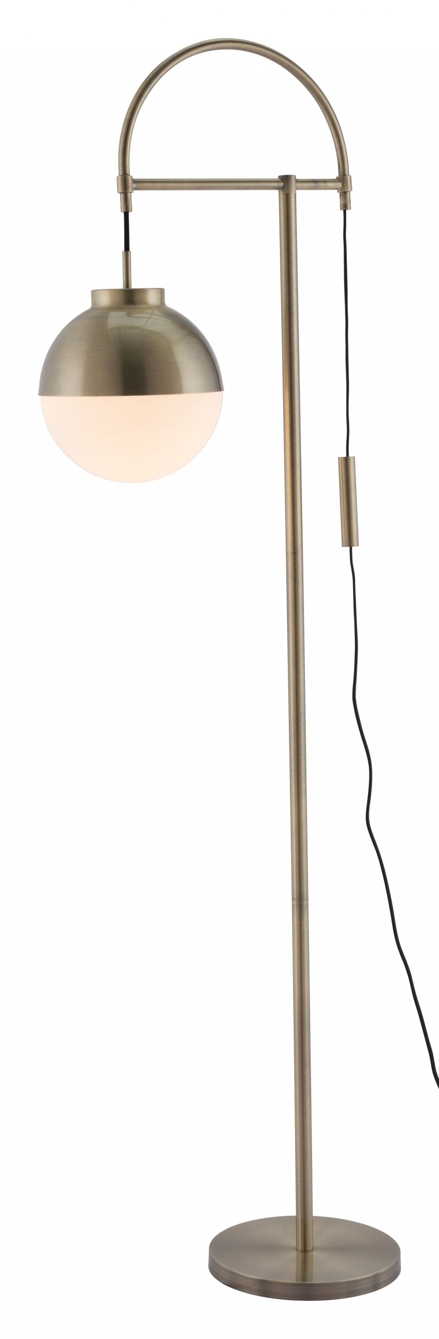 White and Brushed Bronze Crossed Floor Lamp Homeroots Lighting