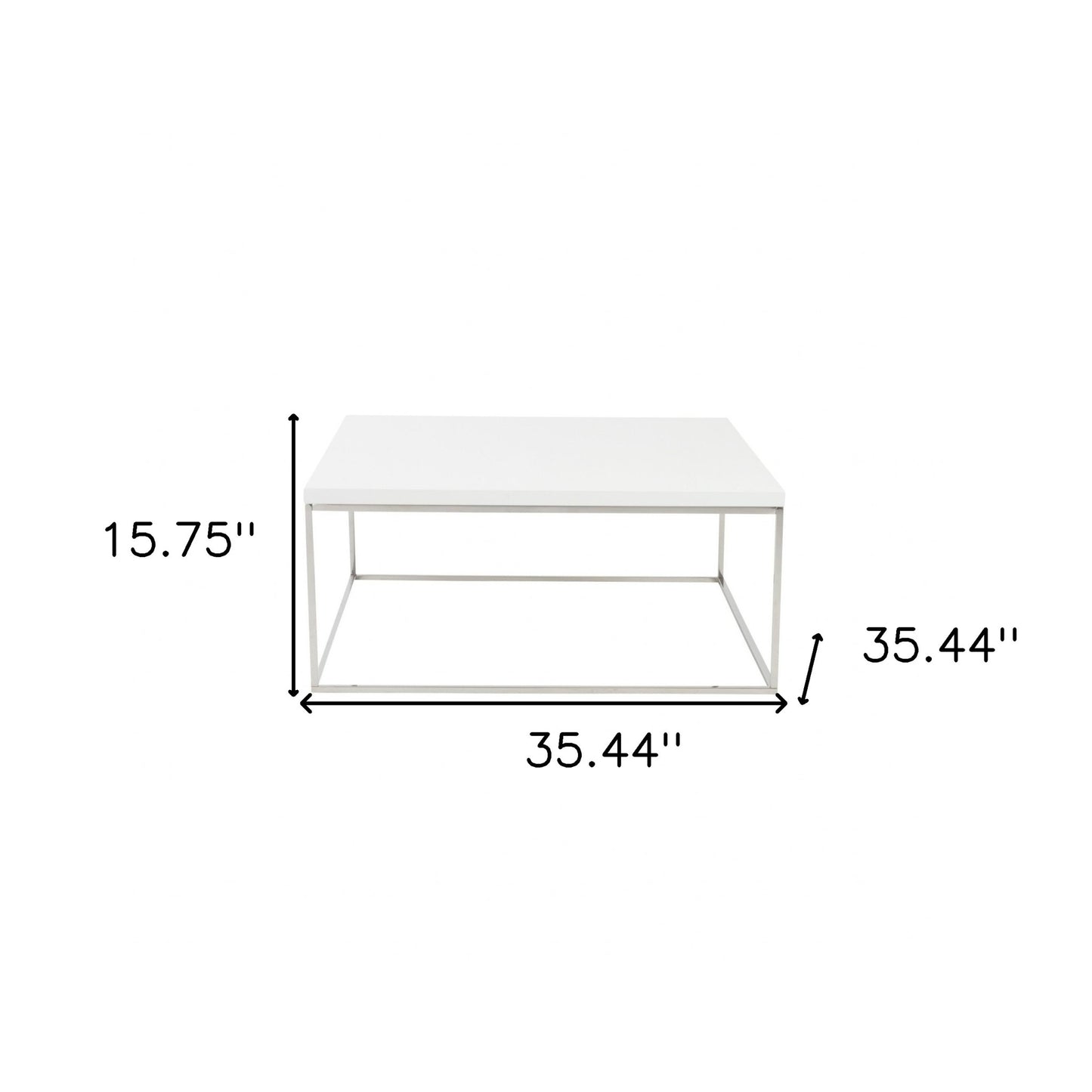 White and Chrome High Gloss Square Coffee Table Homeroots Living Room