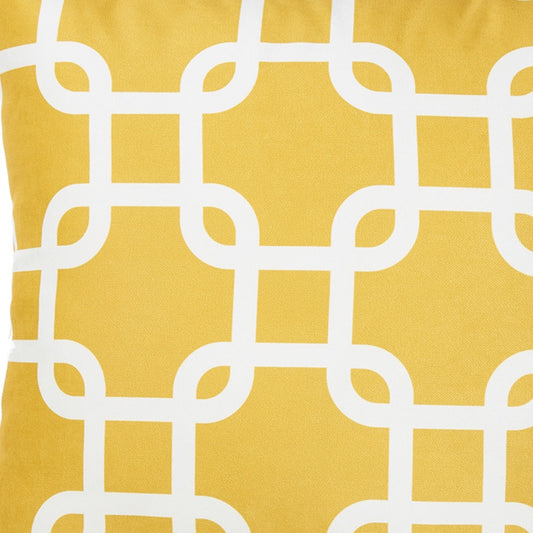 Yellow And White Lattice Decorative Throw Pillow Cover Homeroots Home Decor