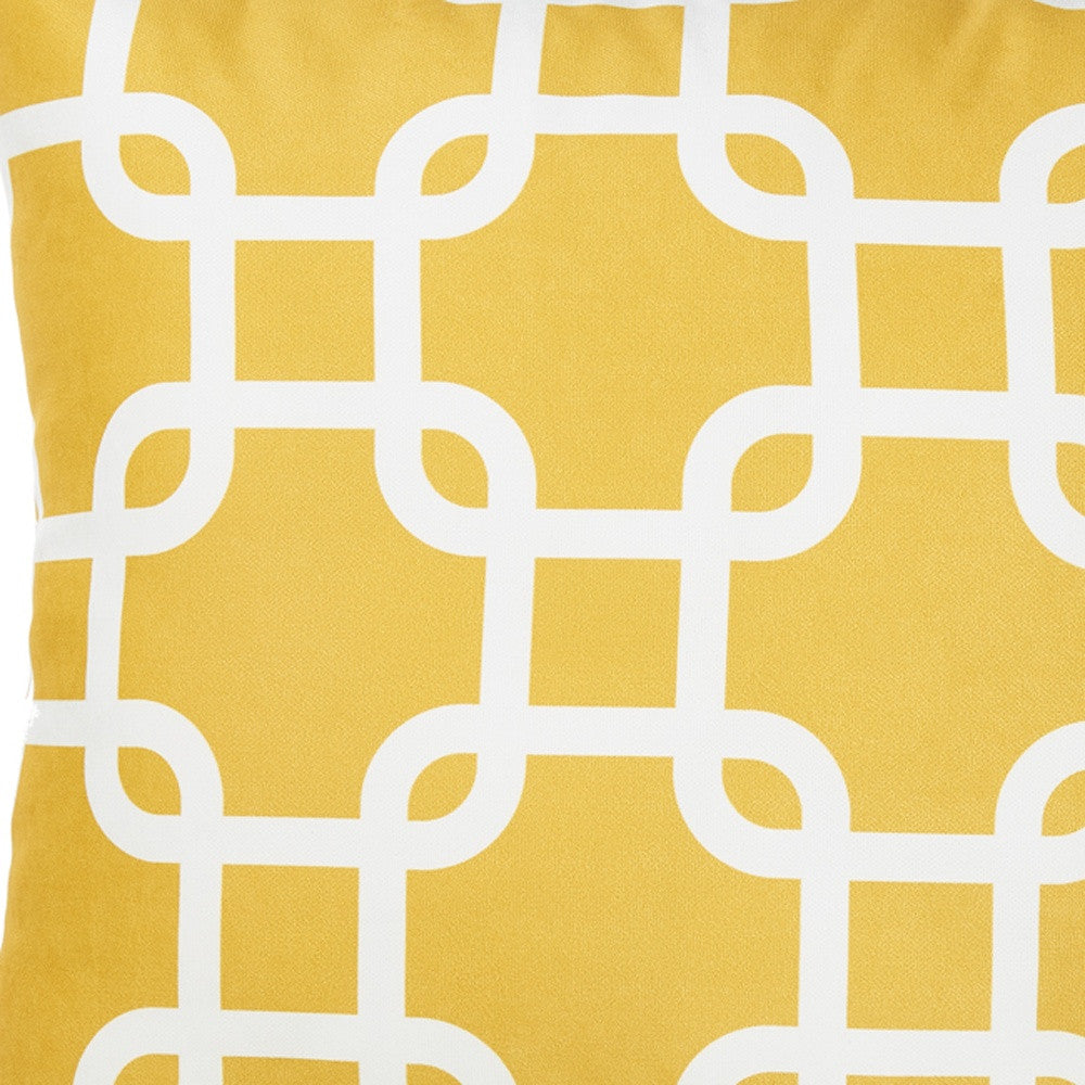 Yellow And White Lattice Decorative Throw Pillow Cover Homeroots Home Decor