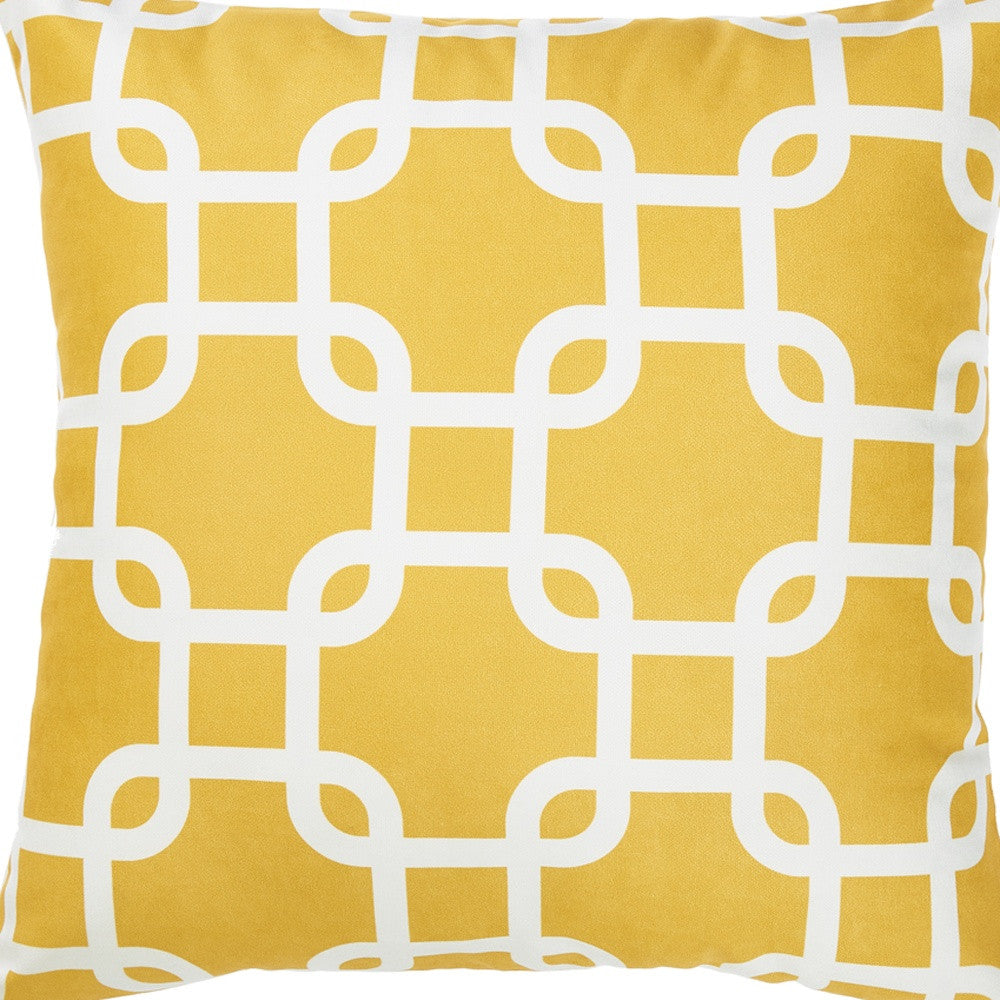 Yellow And White Lattice Decorative Throw Pillow Cover Homeroots Home Decor