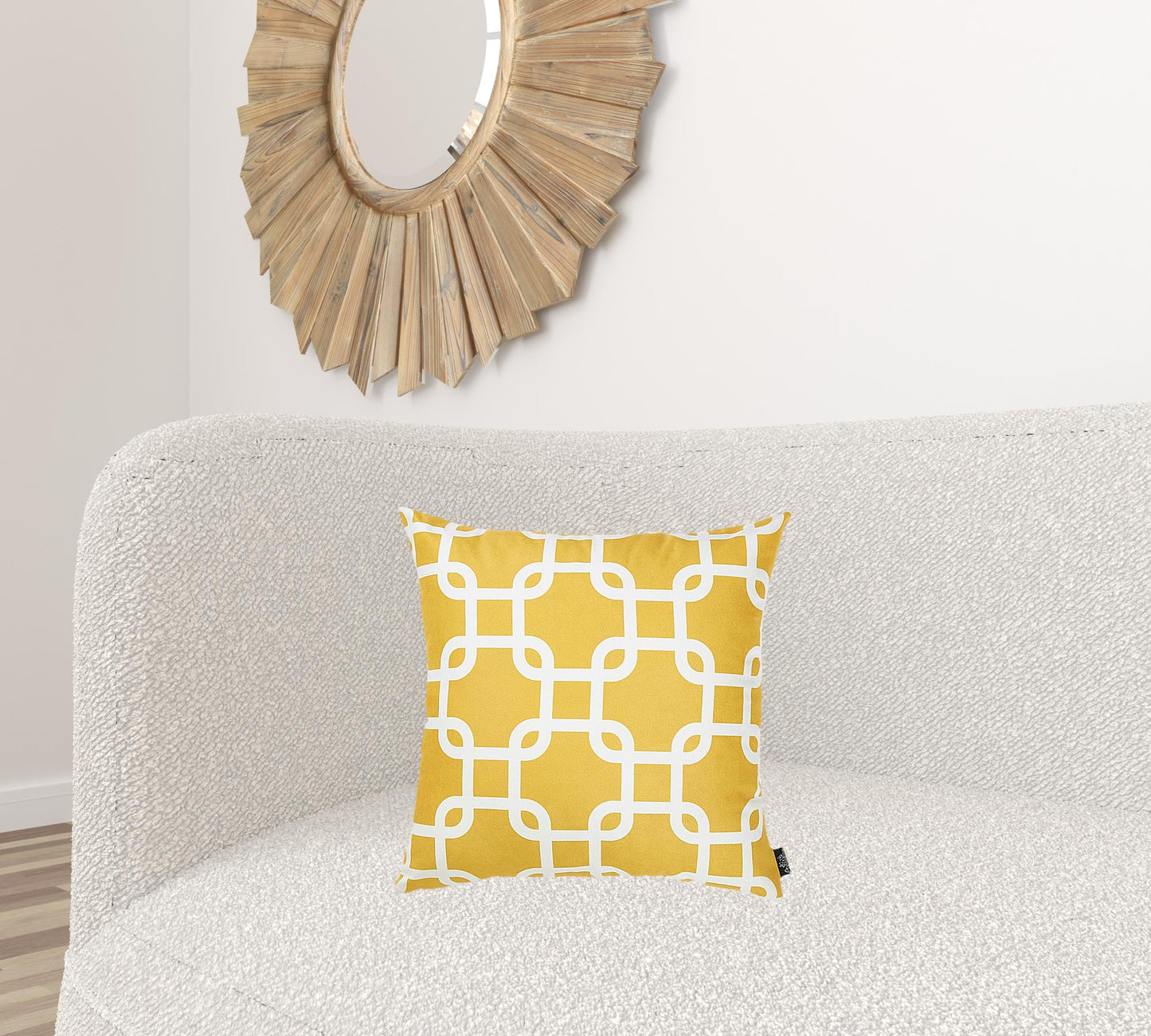 Yellow And White Lattice Decorative Throw Pillow Cover Homeroots Home Decor