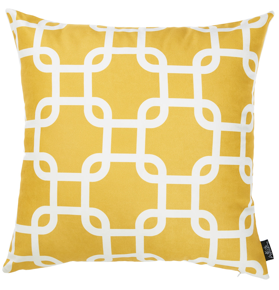 Yellow And White Lattice Decorative Throw Pillow Cover Homeroots Home Decor